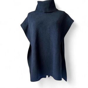 Banana Republic Black Turtleneck Poncho Sleeveless Ribbed Sweater Size XS/S